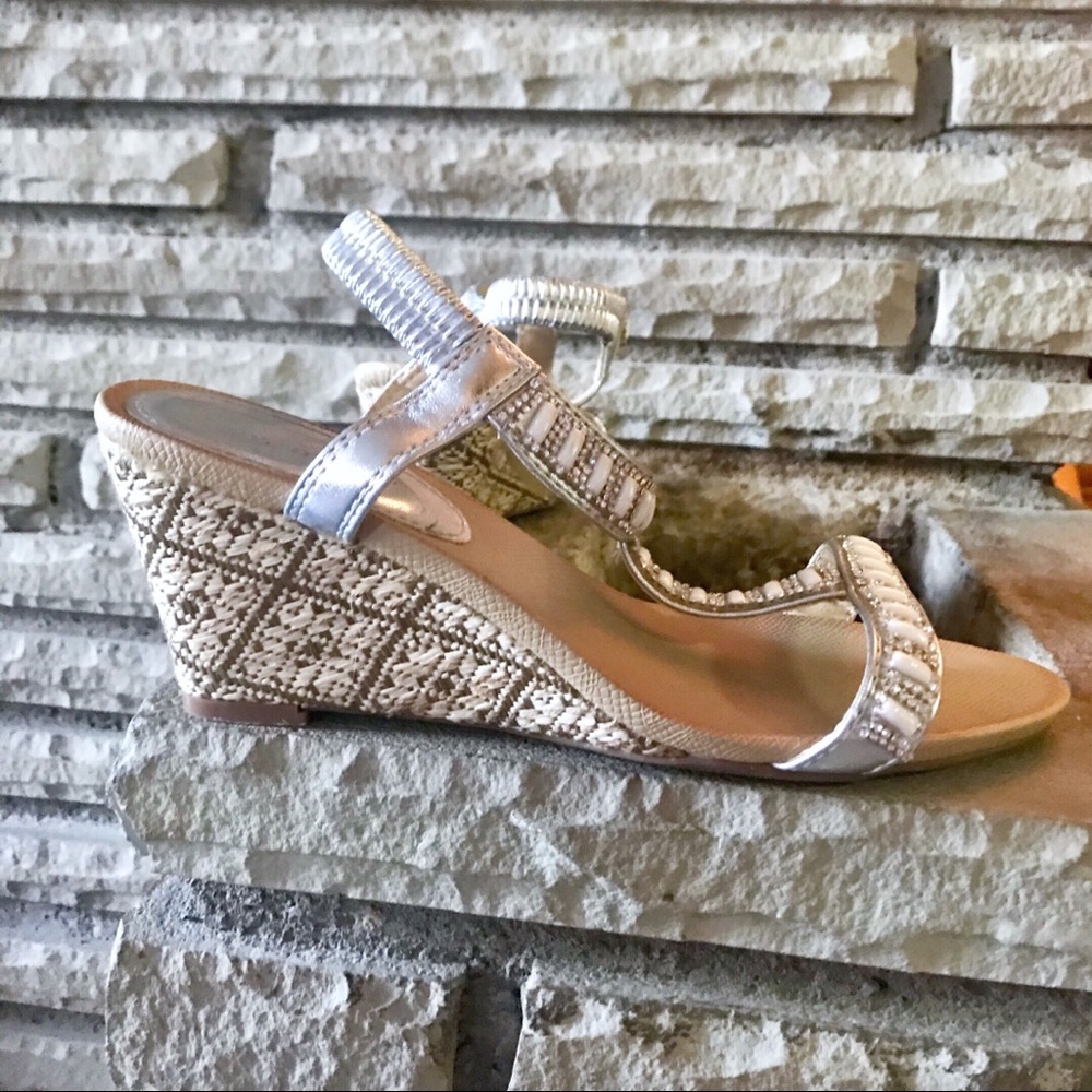 Silver Bling Wedge Sandals